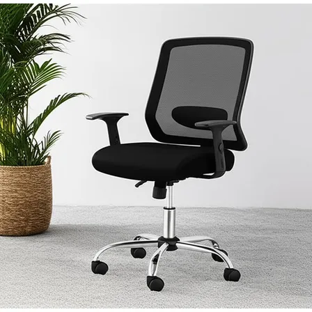 Silla De Escritorio Cuba Media Brazos Fijos Form Color Negro Material del tapizado Mesh
