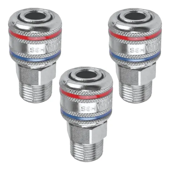 Kit 3 Engate Rápido De Ar 1/4 Schweers Rosca 1/2 Compressor