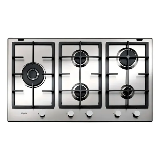 Anafe Empotrable Whirlpool Multigas Inox 90 Cm 5 Quemadores