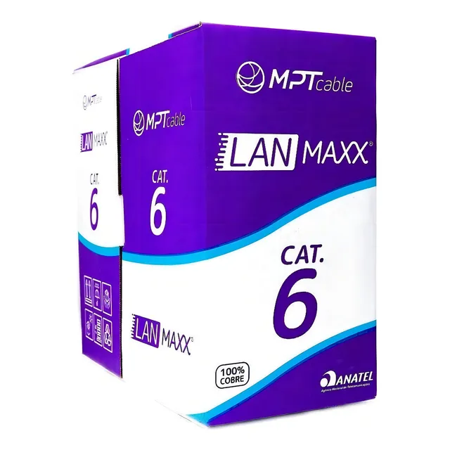 Cable de red LAN Utp 23 Awg 4p Cat6 100% cobre Mpt CX305m