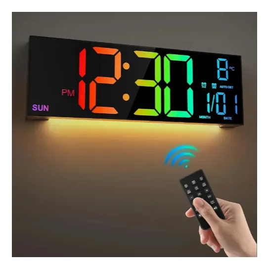 Reloj Pared O Mesa Led Digital Multicolor Grande C/control