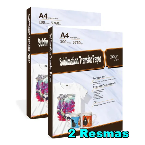 Papel De Sublimacio A4  Secado Rapido ( X2 Resmas  200 Hoja)