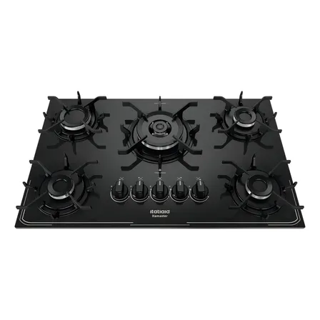 Fogão Cooktop Com Alimentação Gás - Itatiaia 5 Bocas Tripla Chama Cor Preto - 5 Queimadores 127/220v