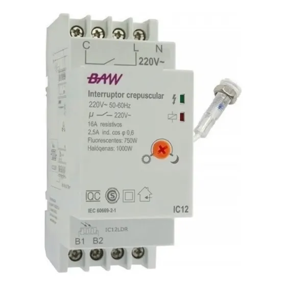 Interruptor Crepuscular Baw Fotocontrol Electronico Riel Din