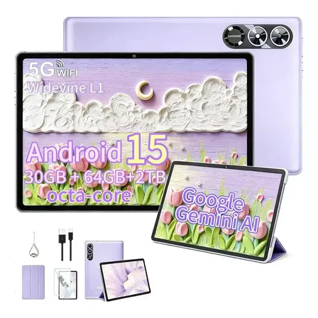 Tablet Android 15 10 Polegadas 10 Pol 30gb Ram + 64gb Rom Tf2 Tb, Google Play, Netflix, Widevine L1, 5g Wifi, Gemini Ai, Octa-core, Controle Parental, Bt 5.0, Com Capa... Violeta