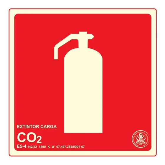 Placa De Sinalização Extintor Co2 E5-4 Fotoluminescente
