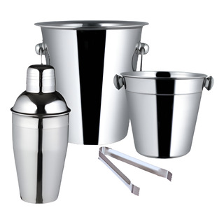 Set De Bar 4 Piezas Coctelera 500ml + Pinza + 2 Hieleras Set De Bar 4 Piezas Coctelera 500ml + Pinza + 2 Hieleras