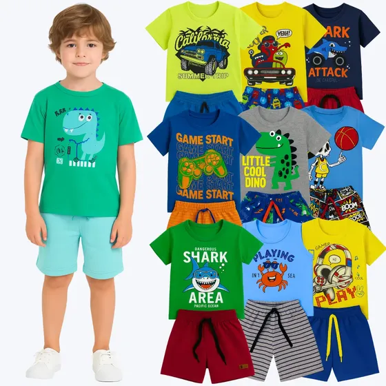 Conjunto Infantil Verão Menino de 6 Peças Médio Mercado Kids