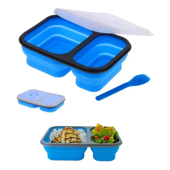 Porta Comida En Silicona Plegable Libre De Bpa Con 2 Div