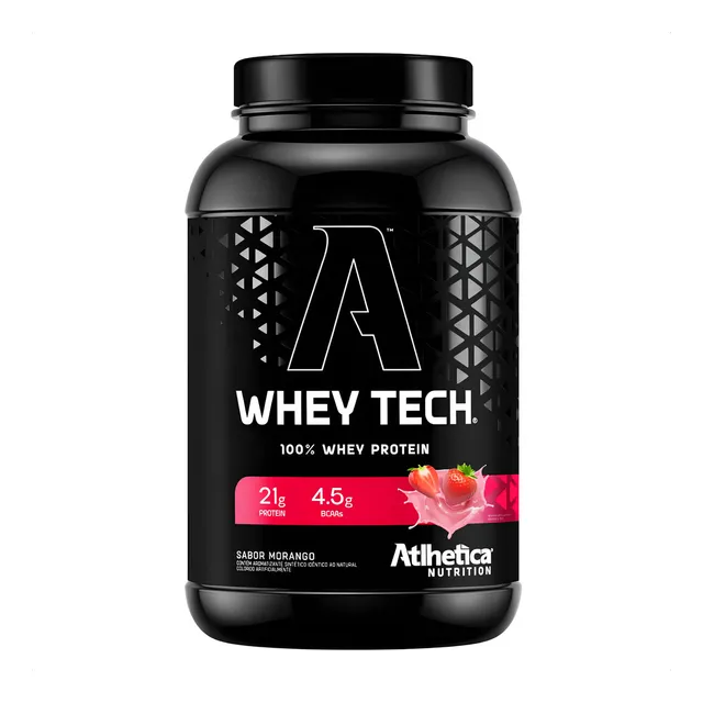 Whey Tech 100% Blend Protein, 900 g, Atlhetica Nutrition, sabor a fresa