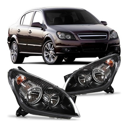 Par Farol Vectra Sedan 2006 A 2008 Masc Negra Canhao Cromado Par Farol Vectra Sedan 2006 A 2008 Masc Negra Canhao Cromado