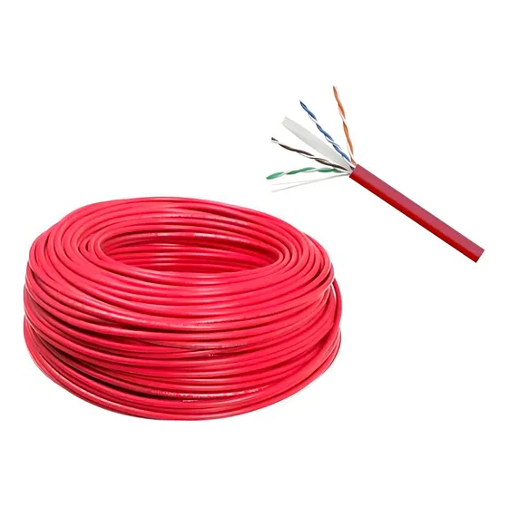 Cabo De Rede Utp Giga Cat6 Cftv Rolo 100 Metros Vermelho