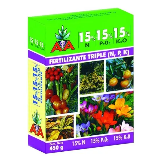 Fertilizante Triple 15. Caja 450 Grs.
