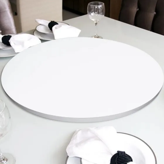 Prato Giratorio De Sobrepor Laca Off White Vidro Fixo 70cm Cor Branco CENTRO DE MESA GIRATORIO