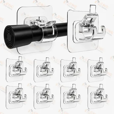Kit 10 Suporte Varão Cortina Adesivo Sem Furos Transparente Gancho Autoadesivo Cnc Do Brasil