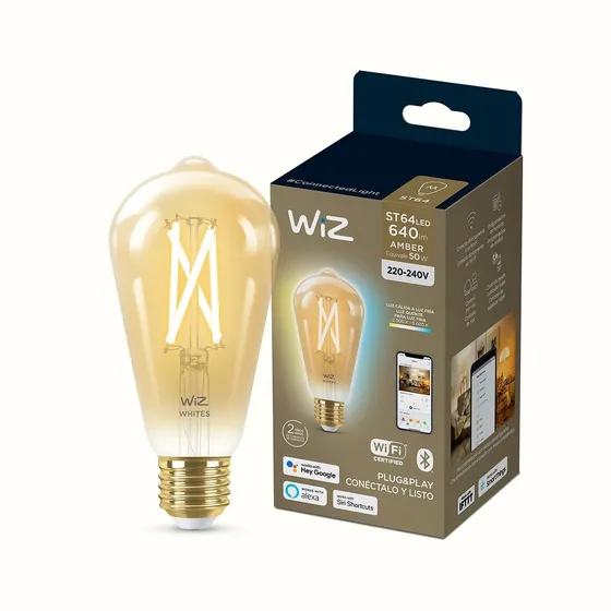Lampara Wiz Wifi Led Filamento Edison Ambar Smart E27 6.7w