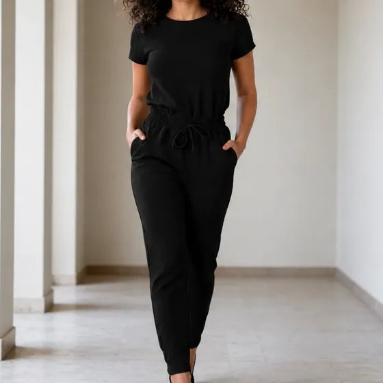 Conjunto Casual Calça E Blusa Tecido Duna Elegante Moda Luxo