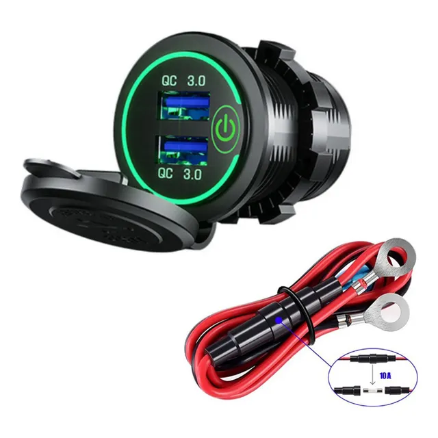 Tomada Usb Veicular 12/24v 2 Saídas Verde Sub. Acendedor