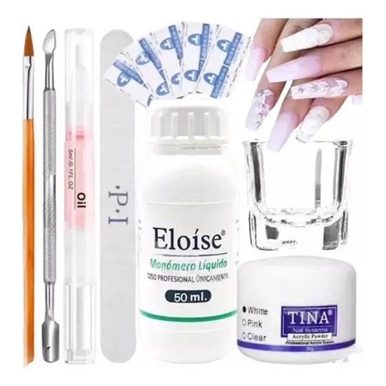 Kit Uñas Esculpidas Acrilicas Polimero Monomero Acrilico 