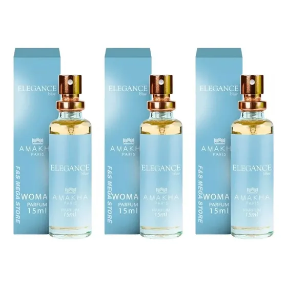 Kit 3 Perfume Elegance Blue Woman De Amakha C / Envio Gratis