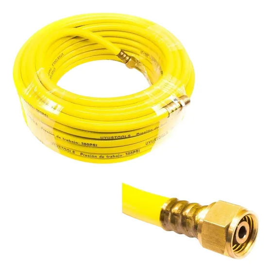 Manguera  Aire Compresor 10 Mts  Reforzada 1/4 Npt 300 Psi