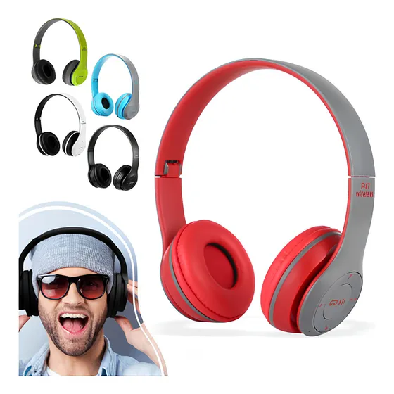 Fone De Ouvido Bluetooth Sem Fio Regulável Corrida Treino Academia Entrada P2 Mp3 Wireless Para Smartphone Pc Desktop Casenn Vermelho E Cinza