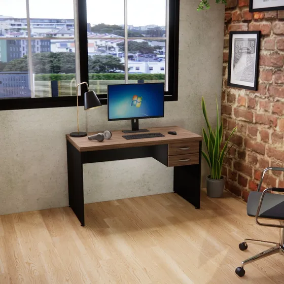 Mesa Escritório Escrivaninha  120x60 Tampo 40 Mm + 2 Gavetas