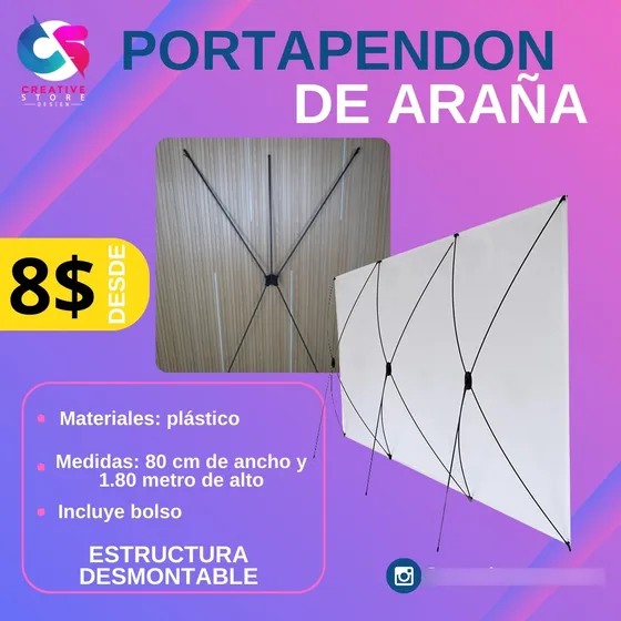 Porta Pendón De Araña 0.80 Cm X 1.80 Mts