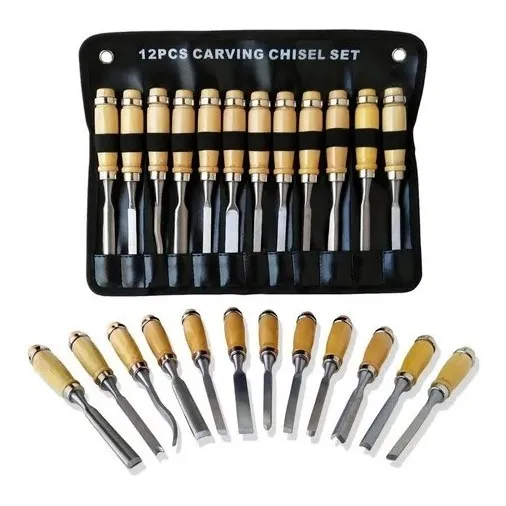 Cincel Formon Juego Madera Gubia Carpintero Tallado 12pzs