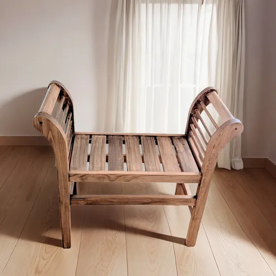 Banco Romano Individual Madera Maciza Lustrada