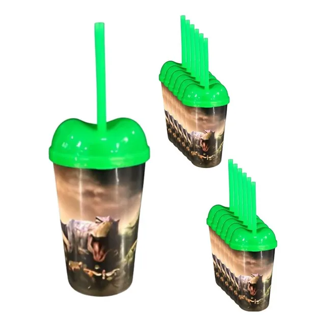 Vaso Pitillo   Sorpresa Dinosaurios X12u Alta Calidad Cumple