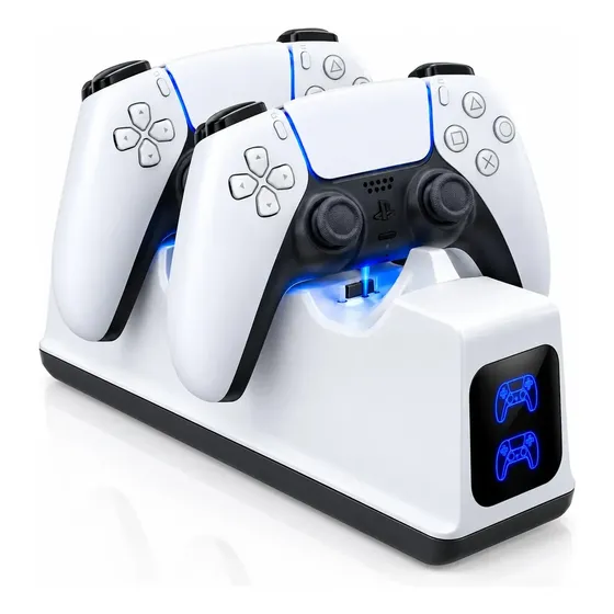 Cargador Joystick Duales, Estacion De Carga Ps5 Mando Juego Blanco