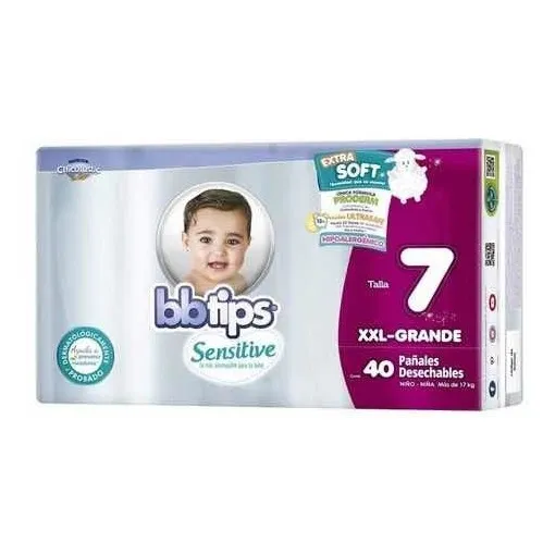 Pañales Talla 7 XXL Grande 40 Pzas Sensitive Bbtips