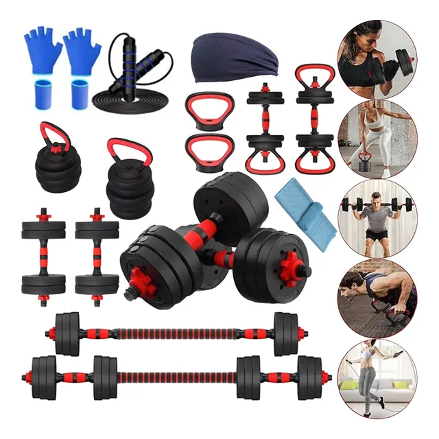 Mancuernas Pesas Barra Recta Ejercicio Kit Ajustable 15 Kg