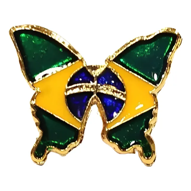 Pim Bótom Broche Borboleta Bandeira Do Brasil 18mm Folheado