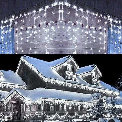 Cascada Serie Navideña Led 500 Luces Blanco Frio 10 Metros