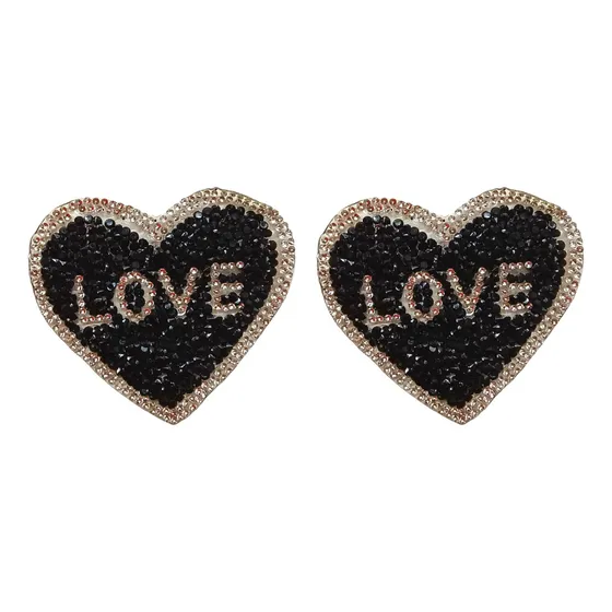 Corazón De Terciopelo Y Strass Termoadhesiva Se Plancha