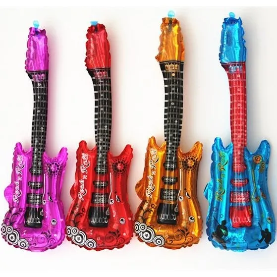 Pack X 10 Globos Metalizados De Guitarra Electrica De 78 Cm