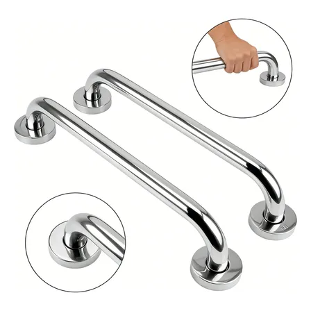 Barra Apoio Banheiro Inox 60cm 2pcs Moderno Prateado