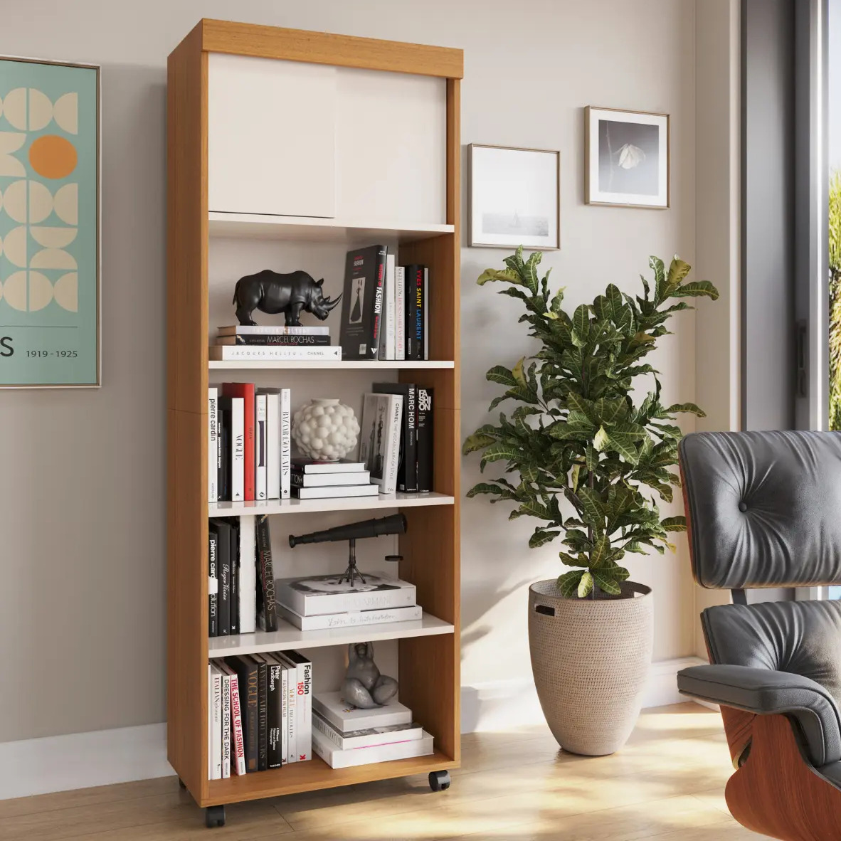 Estante Para Livros Com Portas 4 Prateleiras