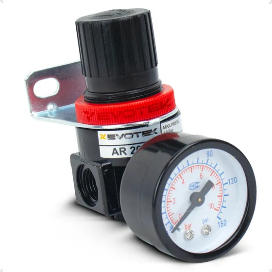 Regulador Pressão Compressor Ar 1/4 Suporte Manômetro 150psi