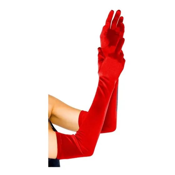 Guantes Largos Rojos Satinados