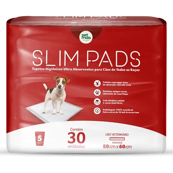 Tapete Higiênico Efficient Slim Pads 80x60cm 30 unidades Petmais