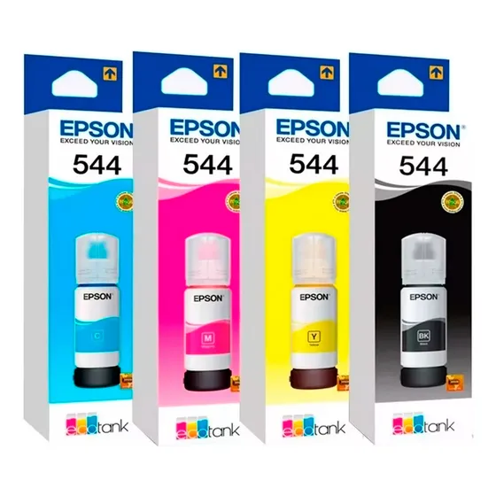 Tinta Para Impresora Epson T544 Color Negro De 65 Ml 4 Unidades
