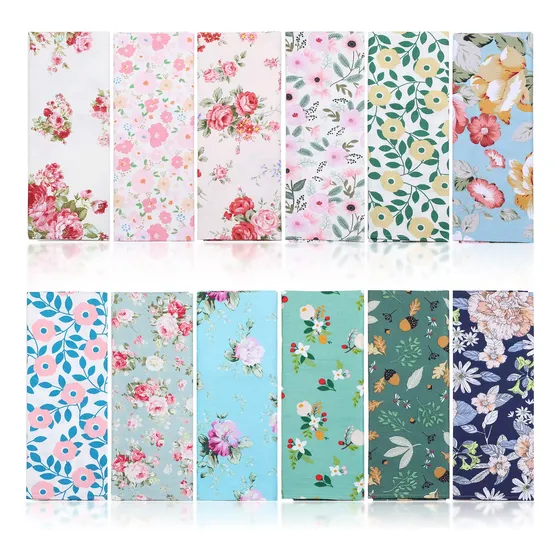 24 Servilletas De Cocina De Algodn Con Estampado Floral, Lav