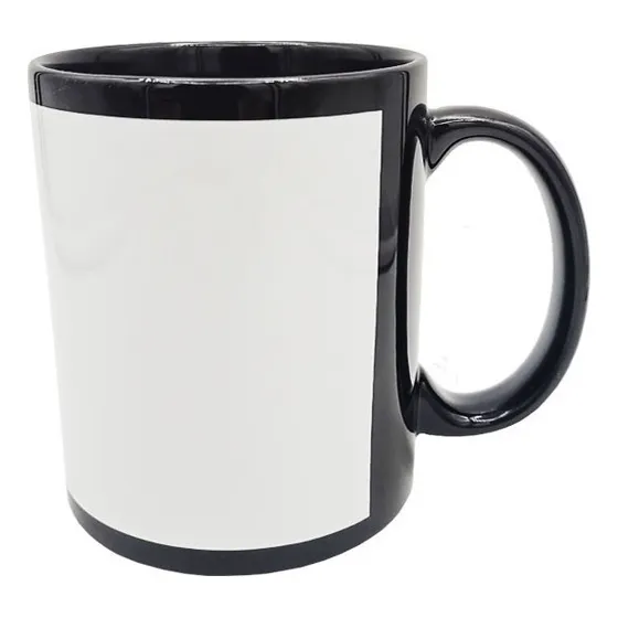 Caja 36 X Tazon Taza Negra Con Parche Para Sublimar - Env Gr