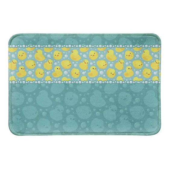 Alfombra Baño Terciopelo Diseño Pato Goma Amarillo Burbuja