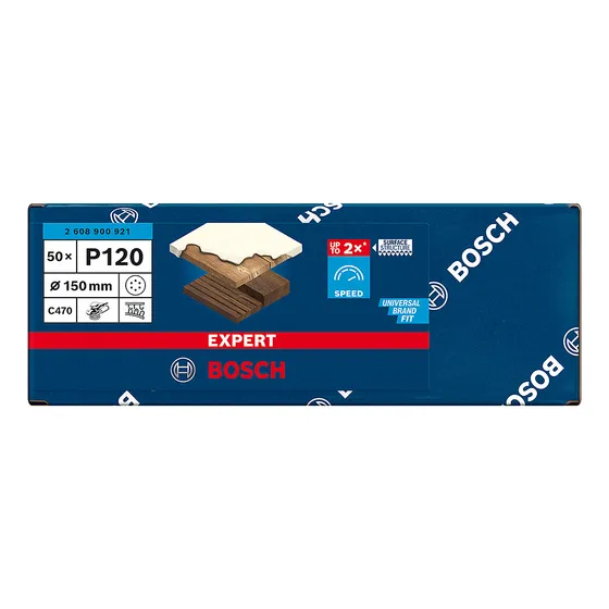 50 Hojas Lija Bosch C470 150mm G120 Cantidad De Granos 8