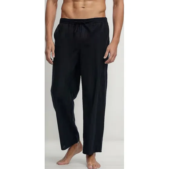 Pantalones Playa De Algodón Y Lino Casuales Para Hombre