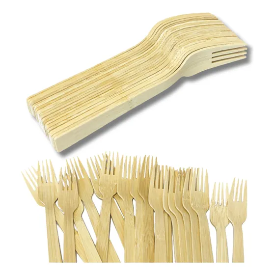 Tenedor Bambú Cubiertos Ecológicos X36 Uds 17cm Biodegradabl